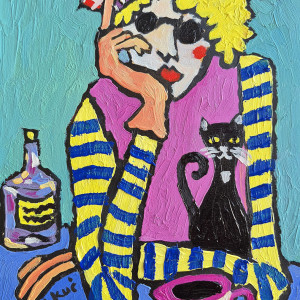 obraz olejny portret urlop na stole