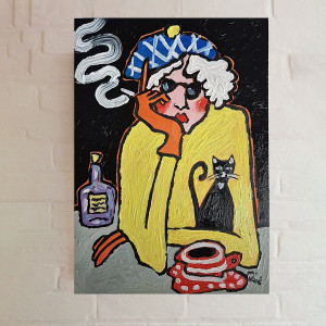 obraz olejny sam na sam z nocą babcia