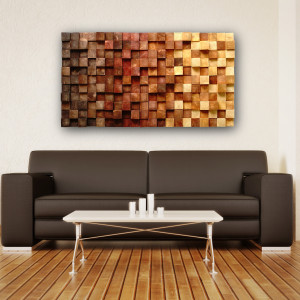 obraz trójwymiarowy z drewna w kolorach brązu