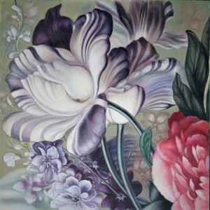 Obraz Tulipan i róża" na płótnie 100x100 cm