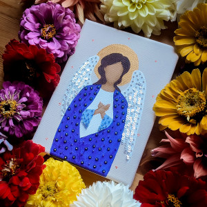 Obraz z haftem Anioł Stróż