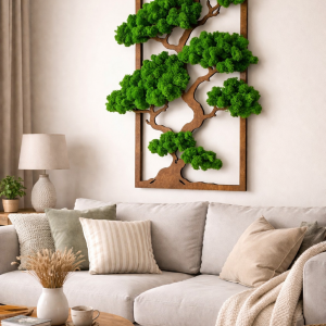 Obraz z mchem chrobotkiem drzewo życia bonsai dekoracja ażurowa