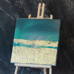 Obraz ze złoceniem i bogatą strukturą "Fields of gold" UNIKAT