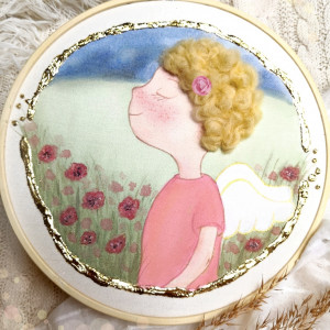 Obrazek z aniołem dla dziewczynki, pamiątka Chrztu