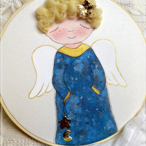 obrazek z aniołem na pamiątkę chrztu, narodzin