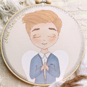 obrazek z aniołem na pamiątkę I Komunii dla chłopca