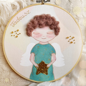 Obrazek z Aniołem Stróżem - pamiątka Chrztu narodzin dla chłopca