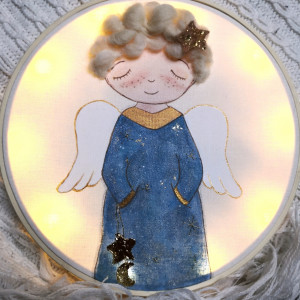 obrazek z aniołem stróżem podświetlany led