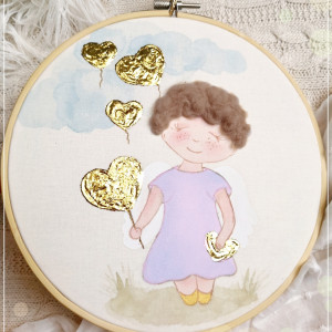 Obrazek z aniołkiem dla dziewczynki, personalizowana pamiątka Chrztu