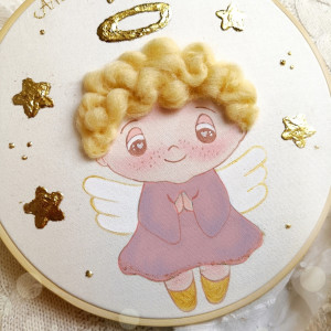 Obrazek z aniołkiem na Chrzest/ narodziny dla dziewczynki