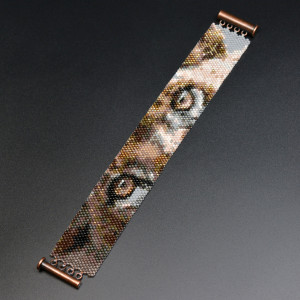 Oczy Lwicy I, wyplatana bransoleta, beading
