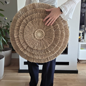 ​Okrągła Rozeta Ścienna Boho 60 cm – Makrama Juta,  wianek.na ścianę.