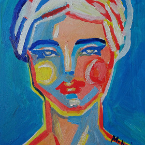 olejny obraz salonu portret kobiety w turbanie
