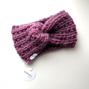 Opaska 100% wełna stary róż handmade ręcznie robiona