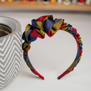 Opaska jedwabna eleganckie paski - upcykling