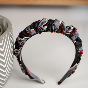 Opaska jedwabna szaro-czarna - upcykling