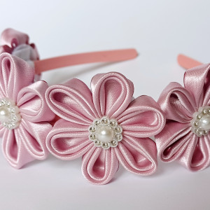 Opaska kwiatowa brudny róż