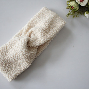 Opaska przeplatana baranek boucla rozmiary kość słoniowa