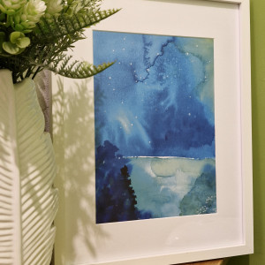 Oprawiona abstrakcja pejzaż "01" z serii "Senne pejzaże"