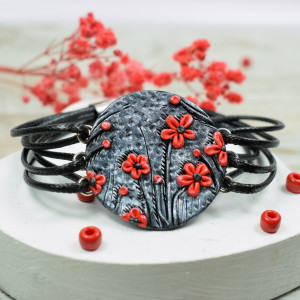 Oryginalna bransoletka "czerwone kwiaty"