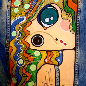 OtoOna ręcznie malowana kurtka jeansowa
