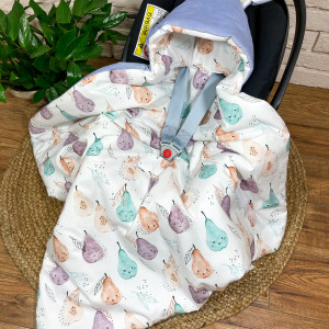 Otulacz kocyk do fotelika wózka bawełna - Gruszki