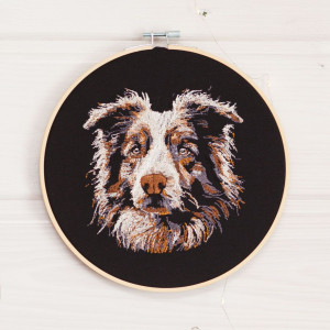 Owczarek Australijski - haft w tamborku 20 cm