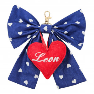 Ozdoba zawieszka do wózka kokardka z haftowanym imieniem dziecka