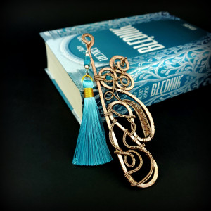 Ozdobna zakładka do książki z apatytem wire wrapping