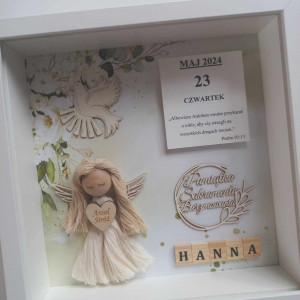 Pamiątka Bierzmowanie dla dziewczyny, Anioł Stróż w ramce