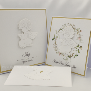 Pamiątka chrztu, kartka w pudełku z kopertą, C 16B