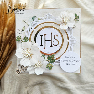 Pamiątka Komunii Świętej beż