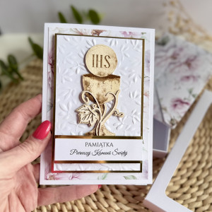 Pamiątka komunijna z tekturką..