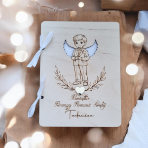 PAMIĄTKA PIERWSZEJ KOMUNII KARTKA DREWNIANA PERSONALIZOWANA #2