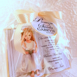 Pamiątka Pierwszej Komunii,Księga ze słodyczami,Kartka, WŁASNE ZDJĘCIE