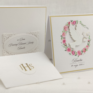 Pamiątka Pierwszej Komunii w pudełku z kopertą, 5A