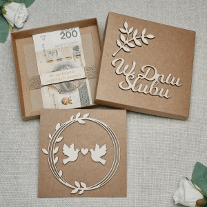 Pamiątka ślubna drewniane dekoracje kraft personalizaowana GW1W5