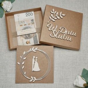 Pamiątka ślubna drewniane dekoracje kraft personalizowana GW1W4