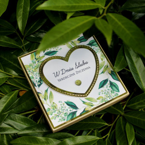Pamiątka Ślubu drewniane pudełko zielone listki