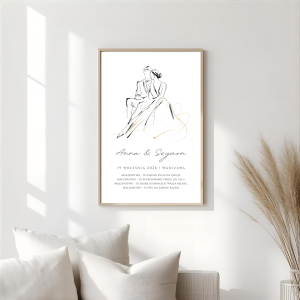 Pamiątka ślubu, minimalistyczny plakat ślubny P0162
