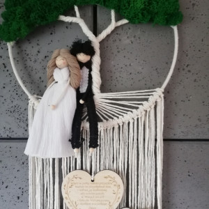 pamiątka ślubu z okazji ślubu drzewko z mchem laleczki życzenia