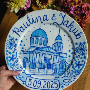 Pamiątkowy talerz malowany na zamówienie