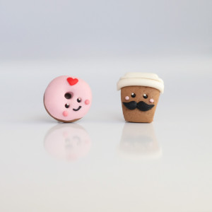 Pan Kawa i Pani Donut - kolczyki wkręty