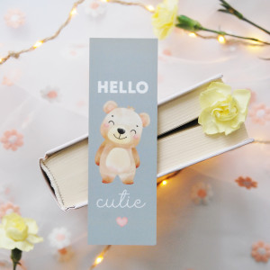 Papierowa zakładka do książki miś Hello cutie | Zakładka z papieru