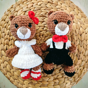 Para Młoda szydełkowe misie, pamiątka ślubna