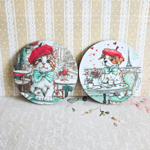 Para podkładek - Pies i kot w Paryżu