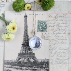 Paris, wieża Eiffla, naszyjnik ręczni malowany