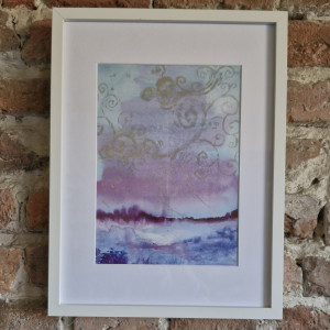 Pastelowa abstrakcja pejzaż "02" z serii "Senne pejzaże"