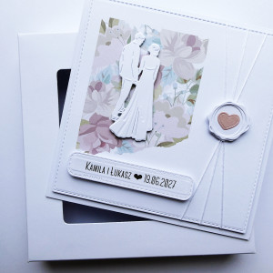 Pastelowa kartka na ślub delikatna personalizowana  ręcznie robiona