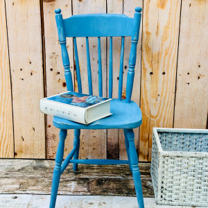 Patyczak, krzesło patyczak, niebieskie krzesło, shabby chic